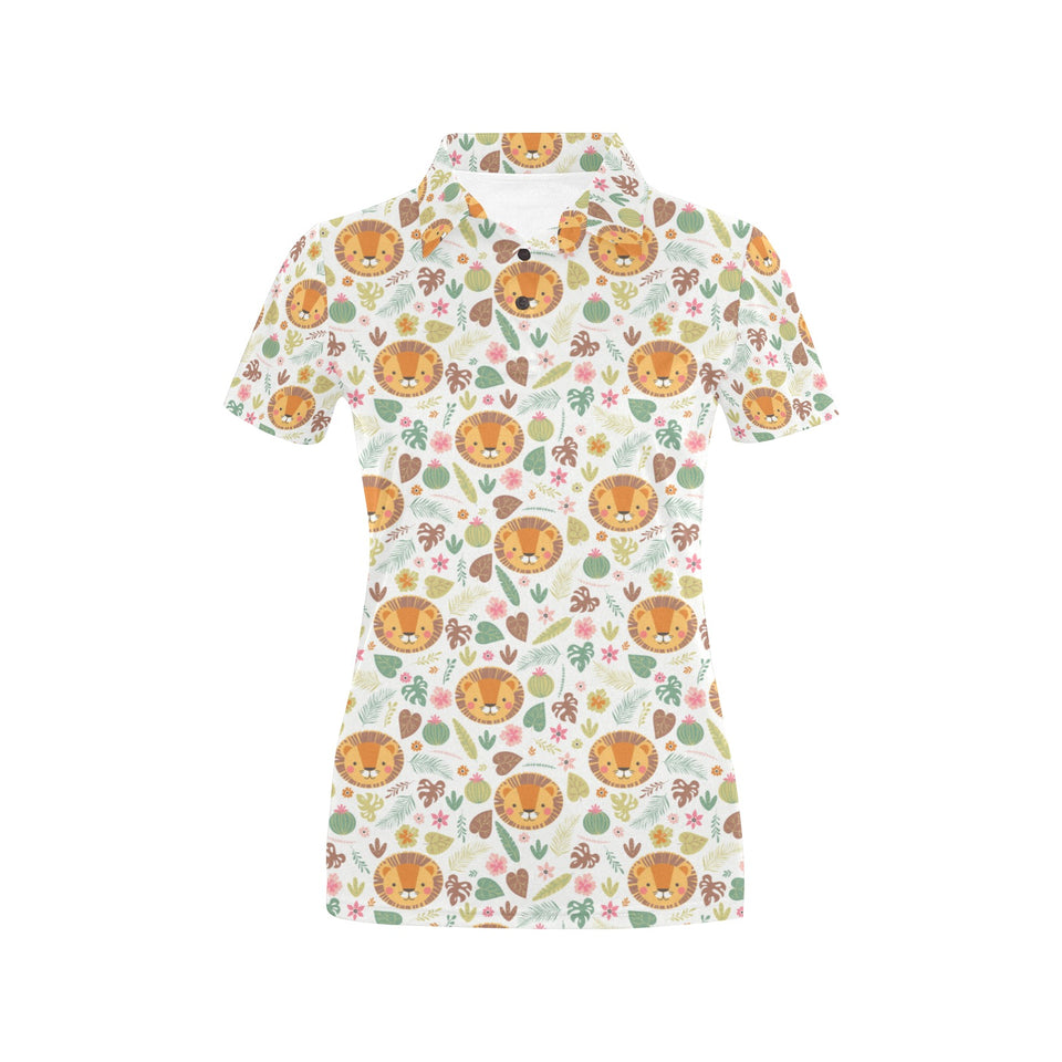 Lion Pattern Print Design 04 Women's All Over Print Polo Shirt