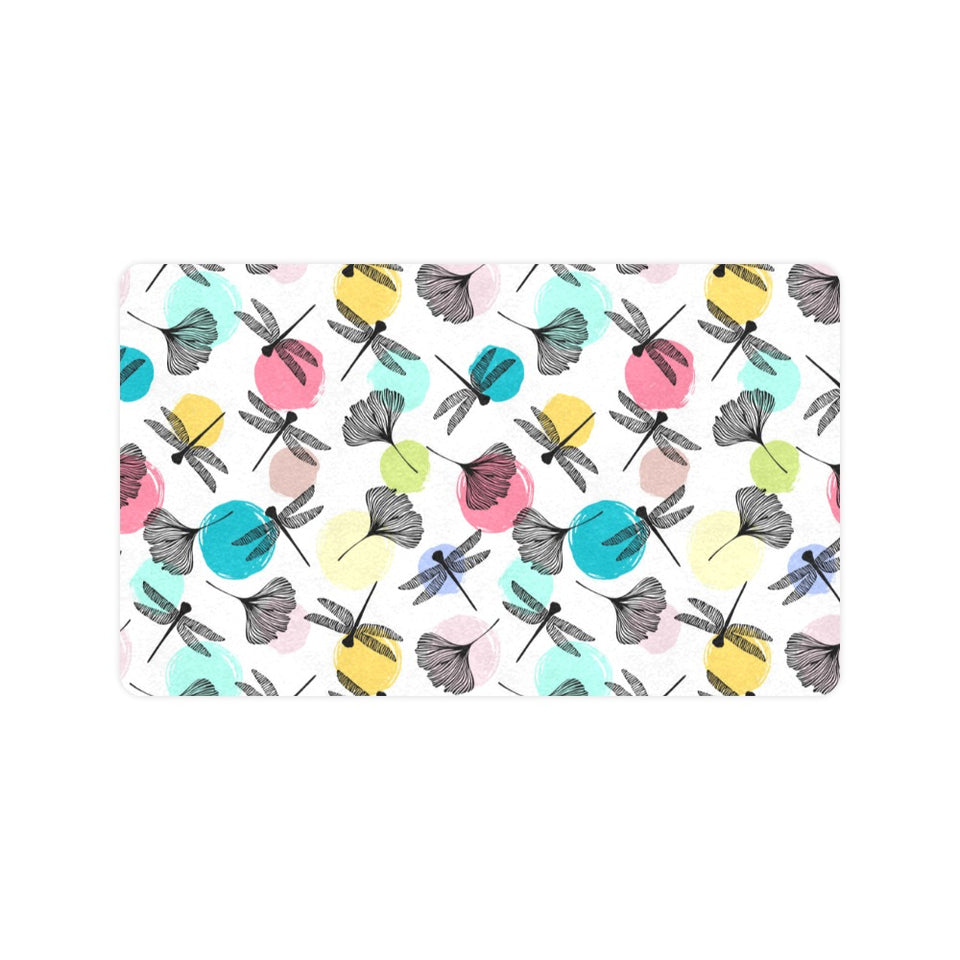 Dragonflies ginkgo leaves pattern Doormat