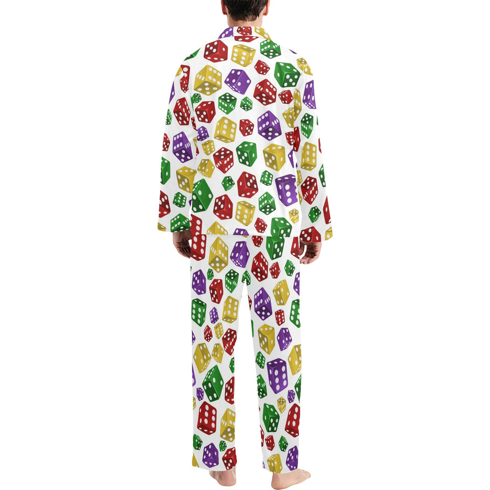 Dice Pattern Print Design 03 Men's Long Pajama Set