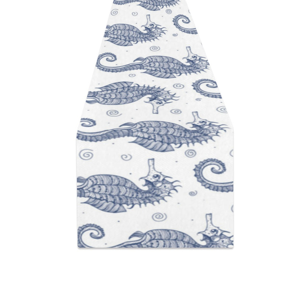 Seahorse pattern background Table Runner