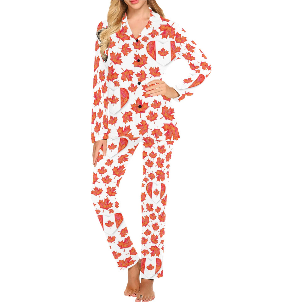 Canada Pattern Print Design 02 Women's Long Pajama Set