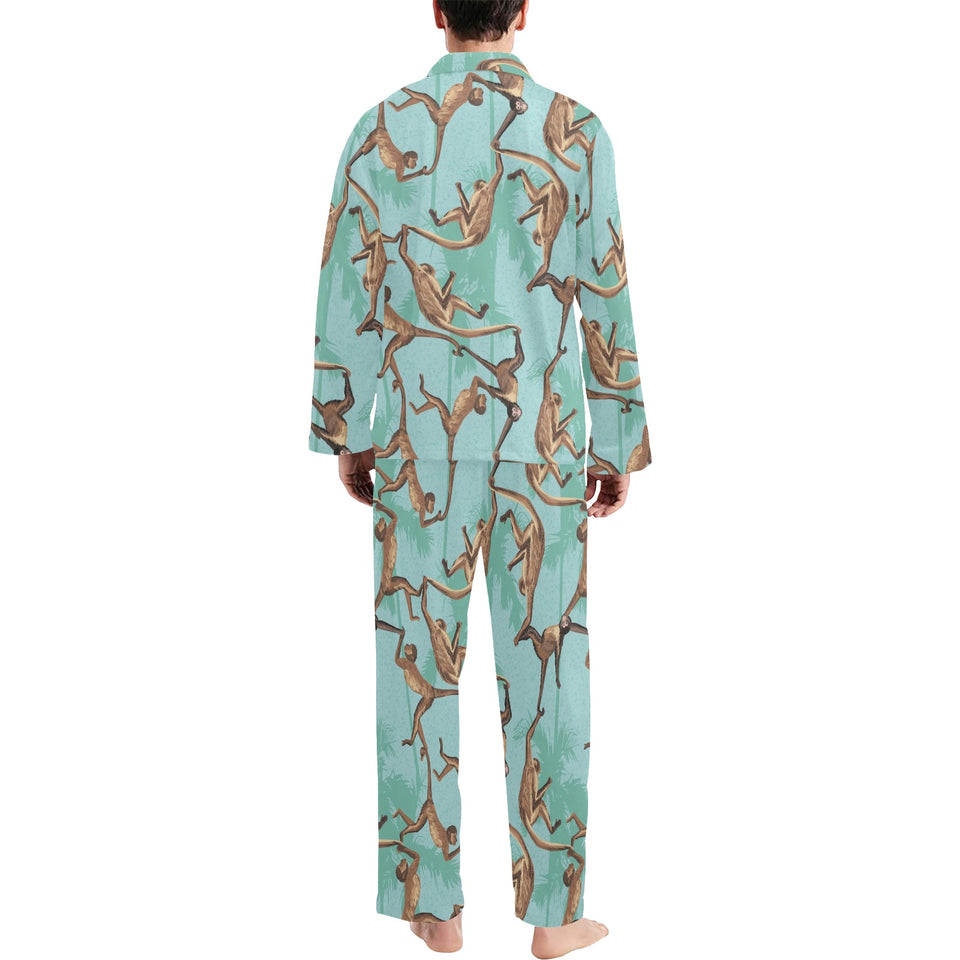Monkey Palm tree background Men's Long Pajama Set