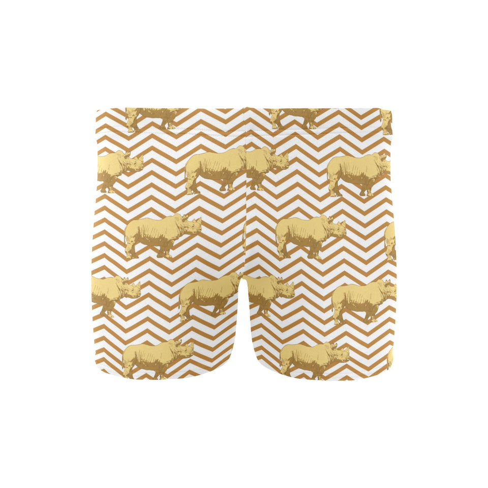 Rhino yellow theme pattern Men's Swimming Trunks