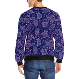 Cute owls pattern boho style ornament Men's Crew Neck Sweatshirt