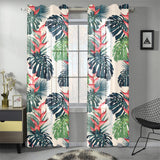 heliconia flowers, palm and monstera leaves Gauze Curtain