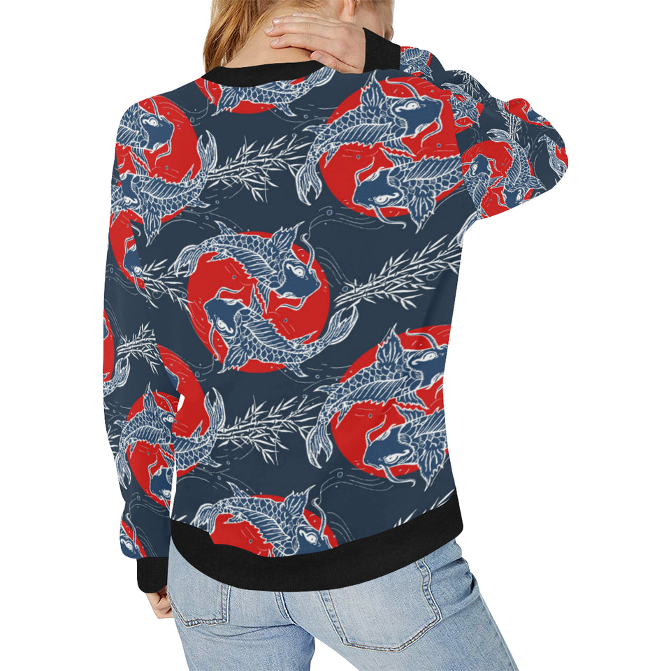 Koi Fish Carp Fishs hand drawn japanese art Women's Crew Neck Sweatshirt