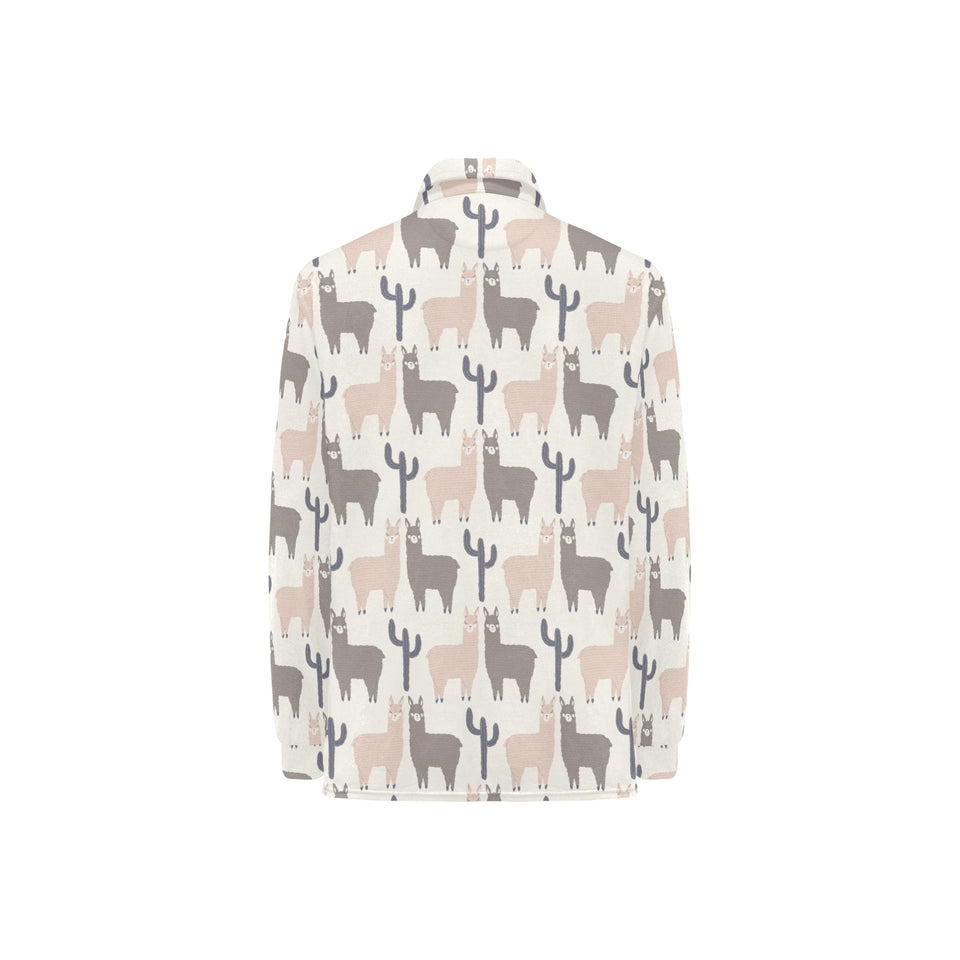 Llama Alpaca pattern Women's Long Sleeve Polo Shirt