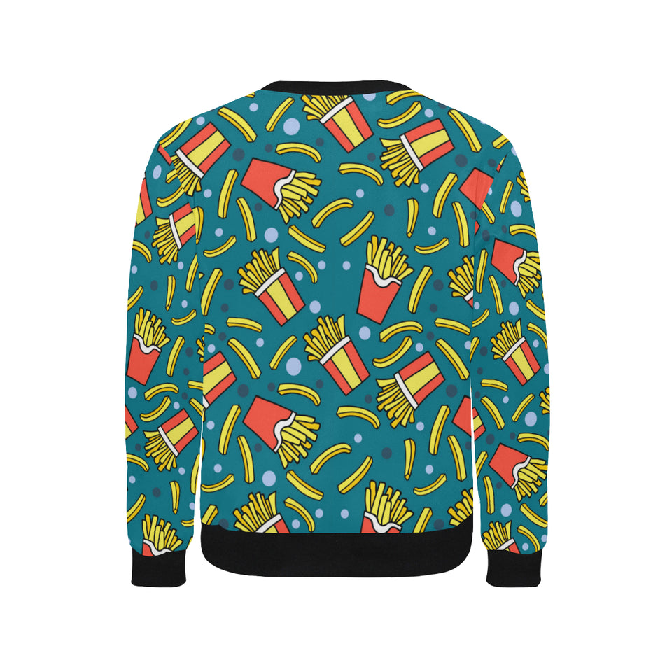 French fries red paper box pattern Men's Crew Neck Sweatshirt