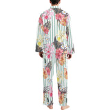 Colorful orchid flower pattern Men's Long Pajama Set