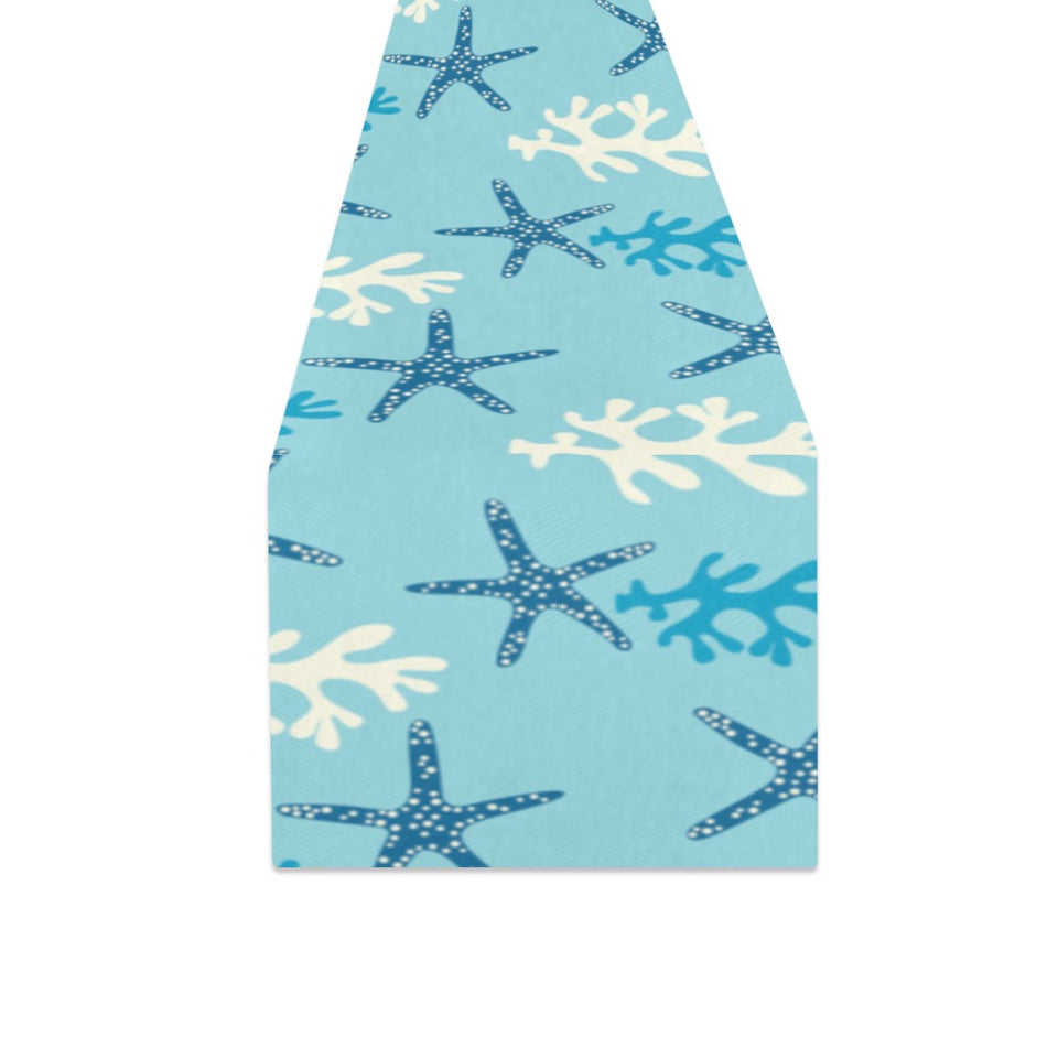 Blue starfish coral reef pattern Table Runner