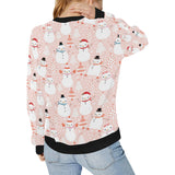 Cute snowman christmas tree snowpink background Women's Crew Neck Sweatshirt