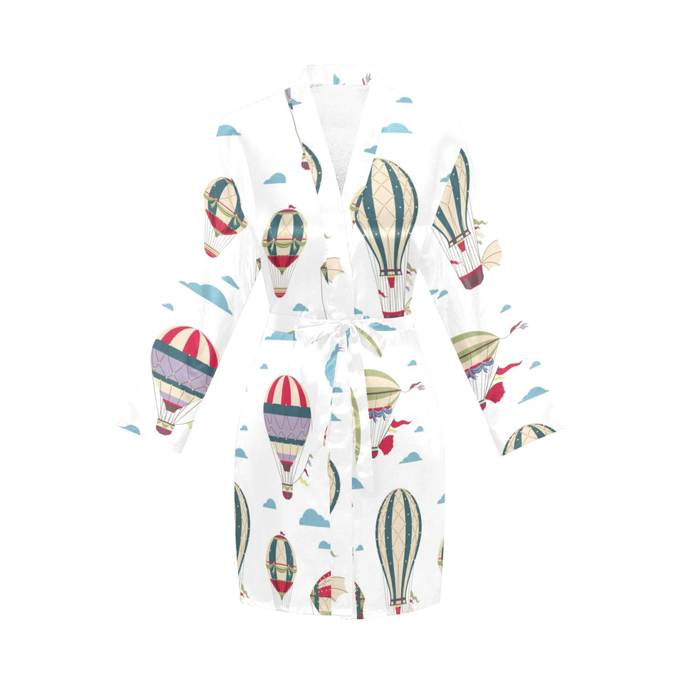 Hot air balloon pattern Women's Long Sleeve Belted Night Robe