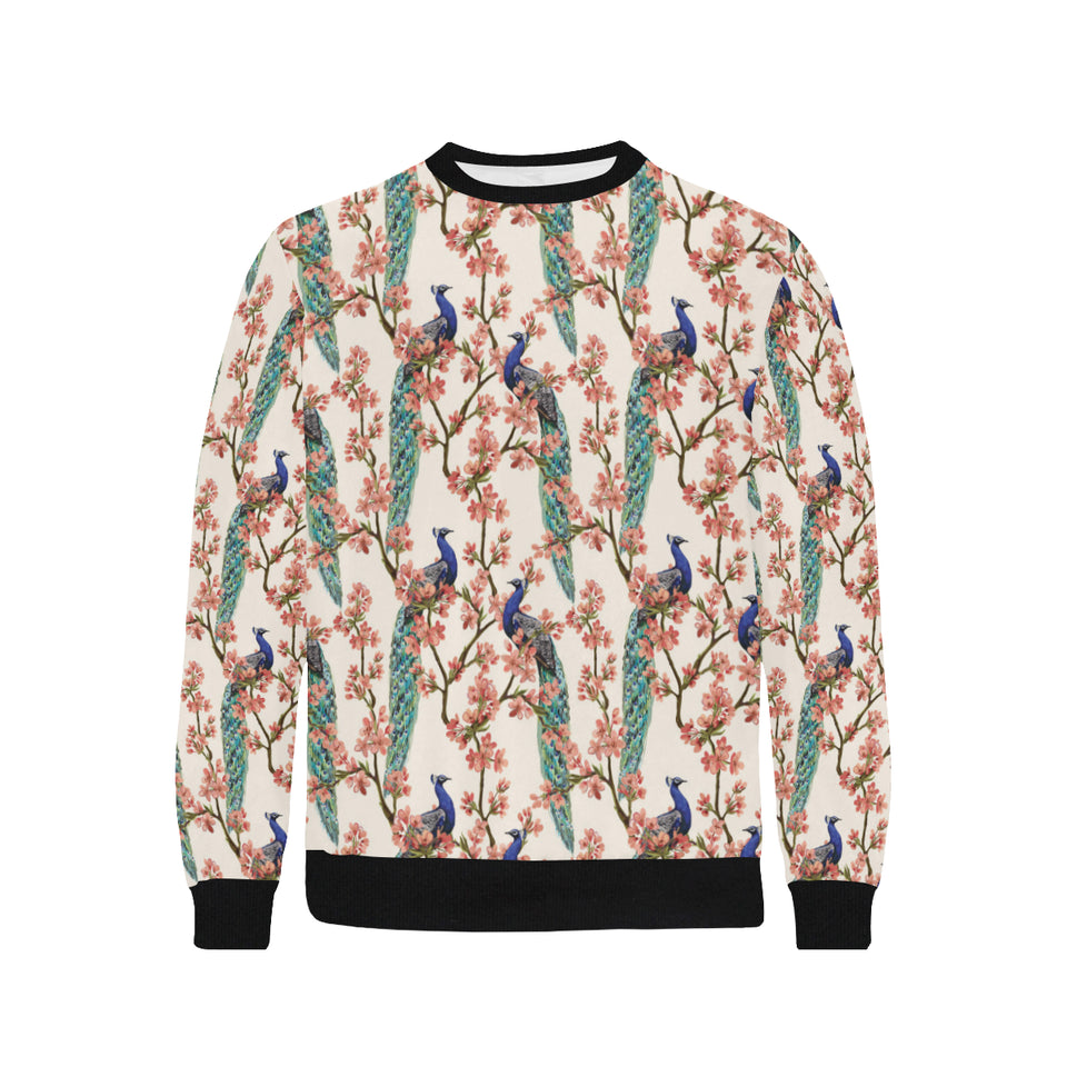 Peacock tropical flower pattern Men's Crew Neck Sweatshirt