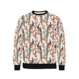 Peacock tropical flower pattern Men's Crew Neck Sweatshirt