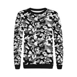Black white camouflage pattern Women's Crew Neck Sweatshirt