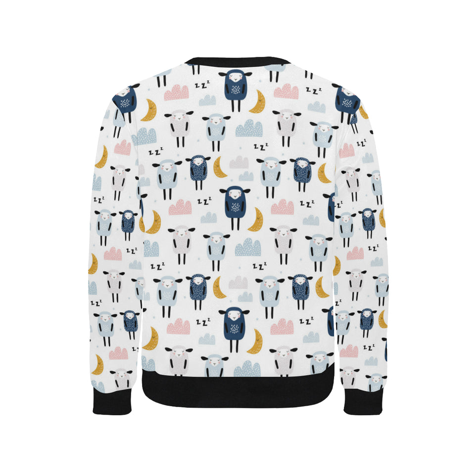 Cute sleeping sheep moon cloud pattern Men's Crew Neck Sweatshirt