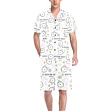 Siberian Husky design pattern Men's V-Neck Short Pajama Set