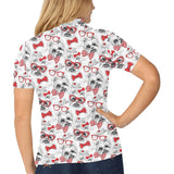 Yorkshire Terrier Pattern Print Design 04 Women's All Over Print Polo Shirt