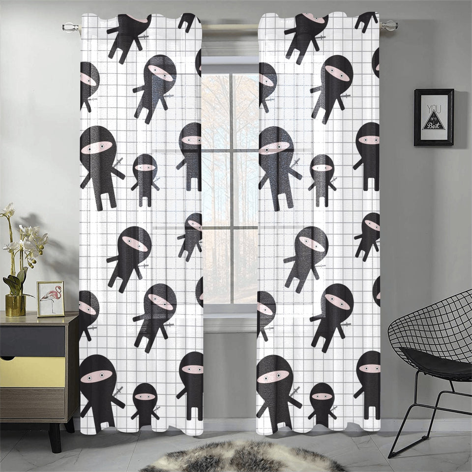 Ninja pattern plaid background Gauze Curtain