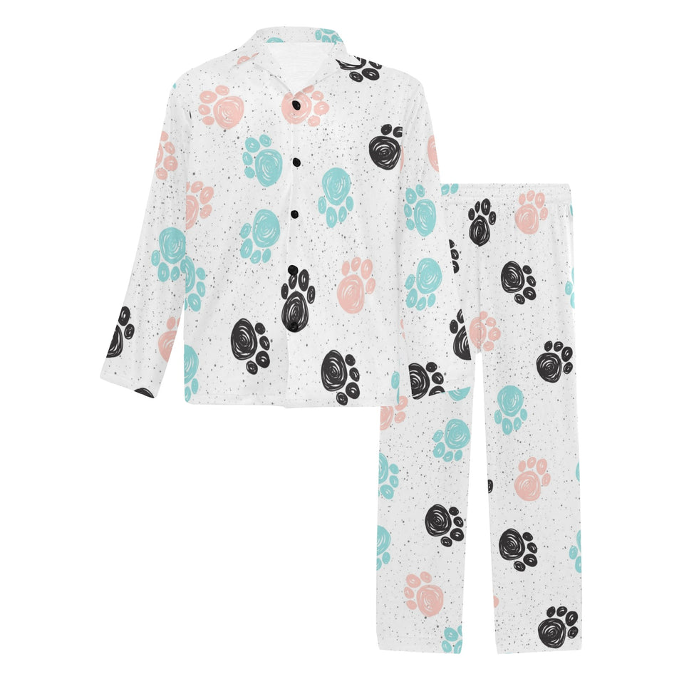 Dog Paws Pattern Print Design 04 Men's Long Pajama Set