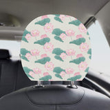Pink lotus waterlily leaves pattern Car Headrest Cover
