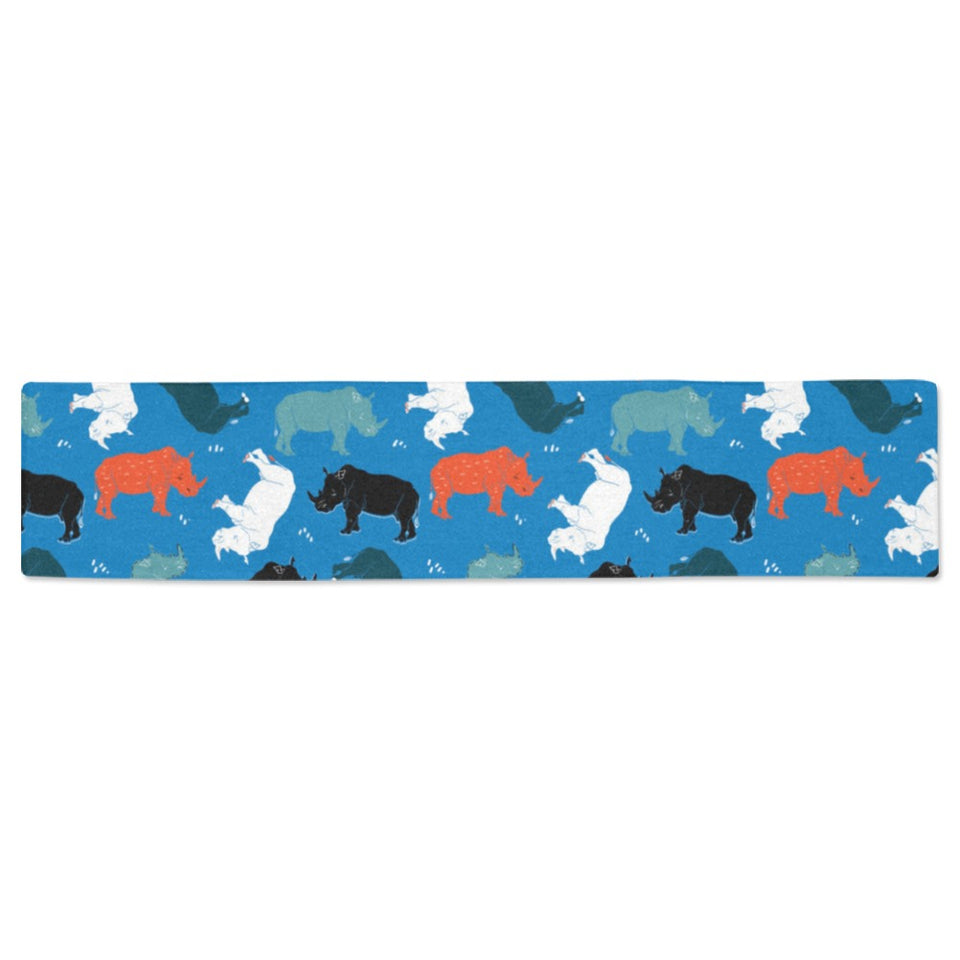 Colorful rhino pattern Table Runner
