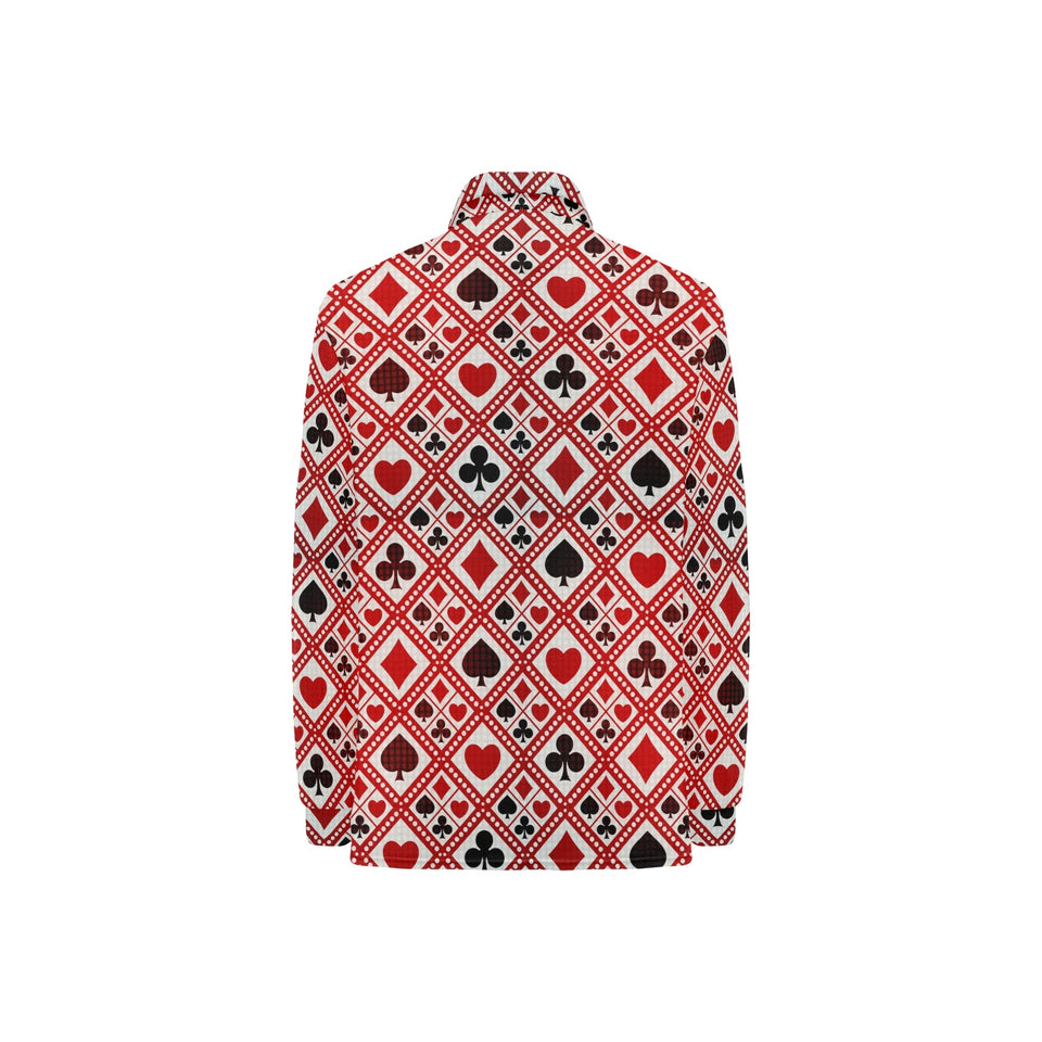 Casino Cards Suits Pattern Print Design 03 Women's Long Sleeve Polo Shirt