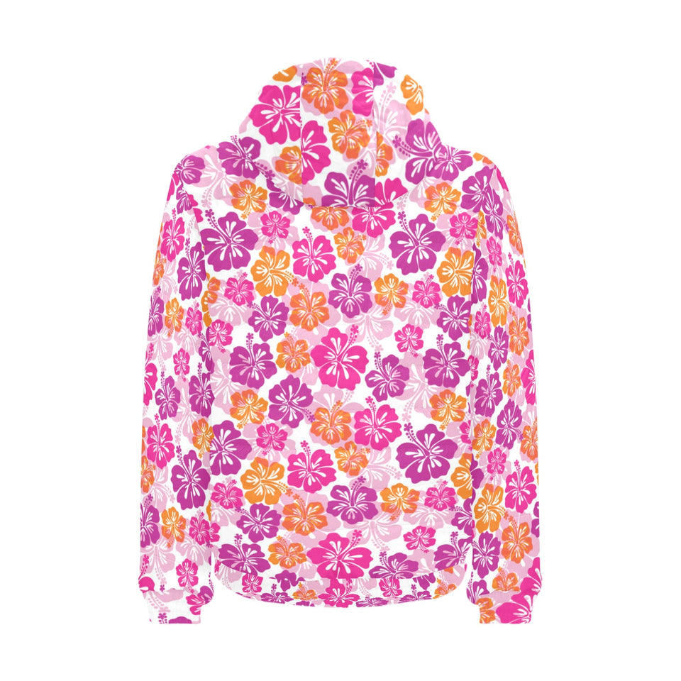 Hibiscus Pattern Print Design 01 Men's Padded Hooded Jacket