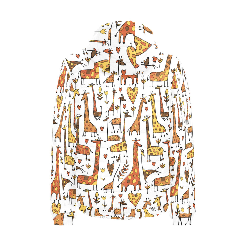 Giraffe Pattern Print Design 04 Men's Padded Hooded Jacket