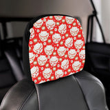 Cute Maneki neko cat red background Car Headrest Cover