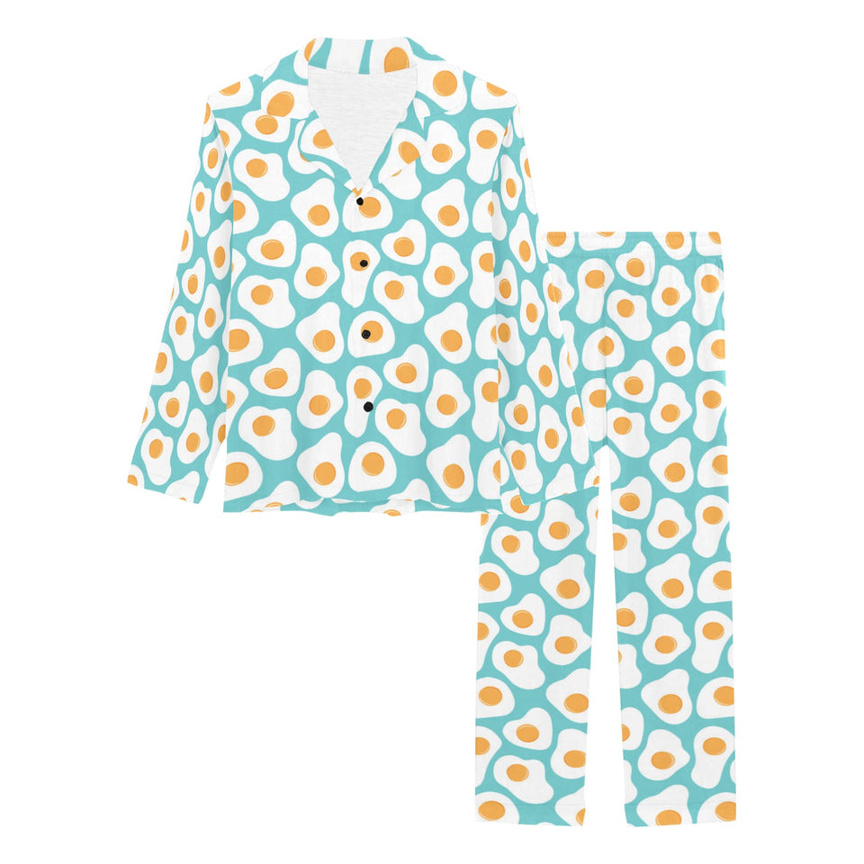 Fried Eggs Pattern Print Design 04 Women's Long Pajama Set