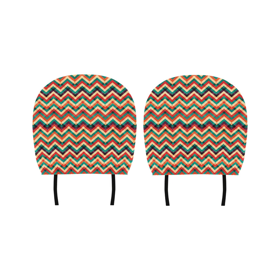 zigzag chevron colorful pattern Car Headrest Cover