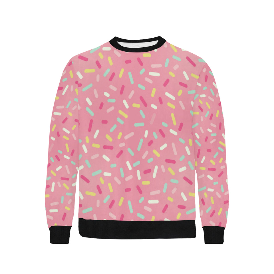 Pink donut glaze candy pattern Men's Crew Neck Sweatshirt