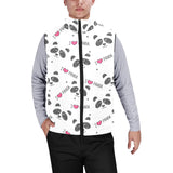 Hand Drawn faces of pandas pattern Men's Padded Vest