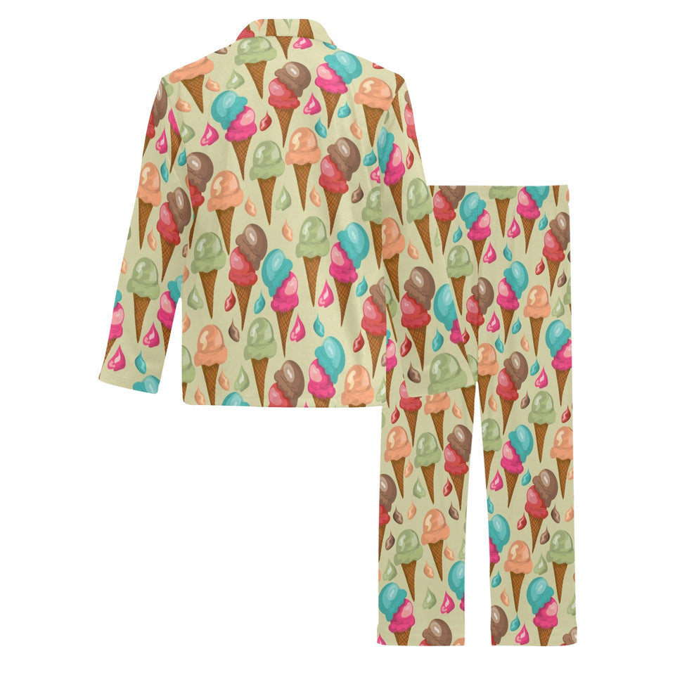 Colorful ice cream pattern Men's Long Pajama Set