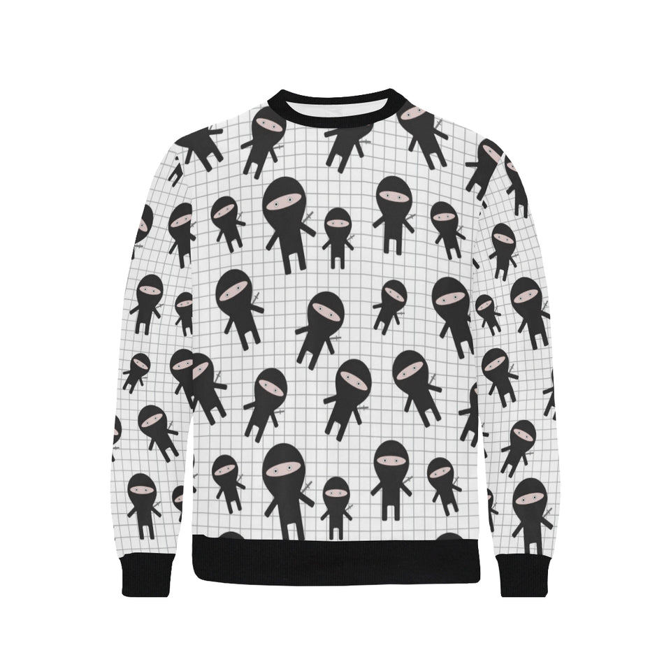 Ninja pattern plaid background Men's Crew Neck Sweatshirt