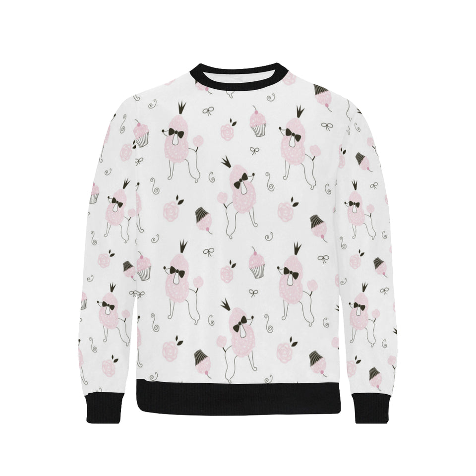 Poodle dog rose cake pattern Men's Crew Neck Sweatshirt
