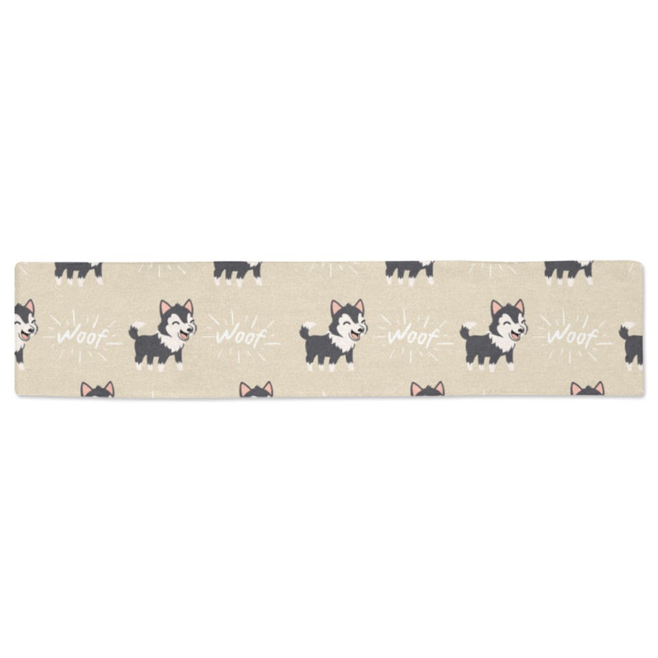 Cute Siberian Husky Table Runner