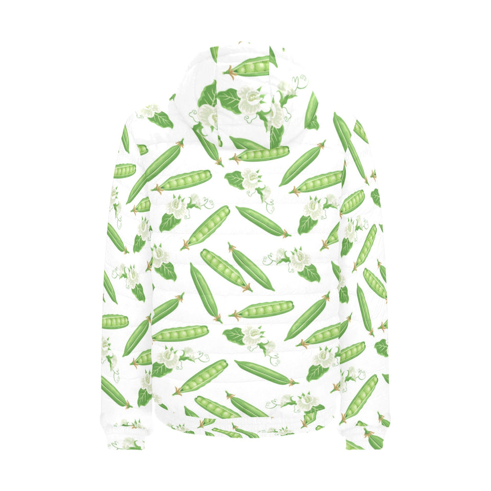 Green Peas Pattern Print Design 04 Men's Padded Hooded Jacket
