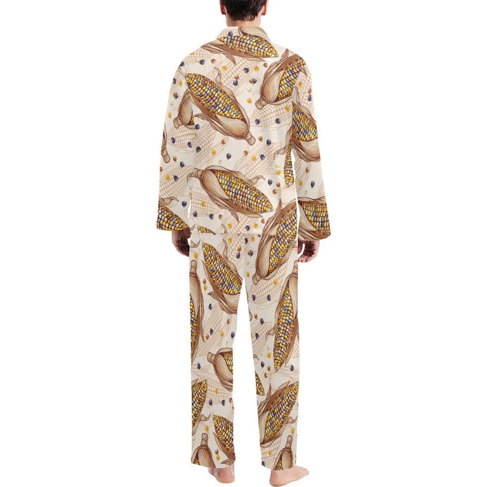 Corn Pattern Print Design 03 Men's Long Pajama Set