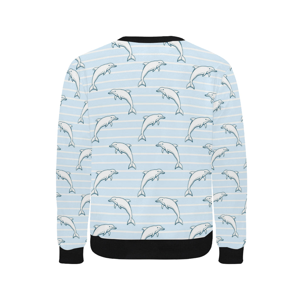 Dolphin blue striped background Men's Crew Neck Sweatshirt