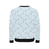 Dolphin blue striped background Men's Crew Neck Sweatshirt