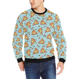 Hand drawn pizza blue background Men's Crew Neck Sweatshirt