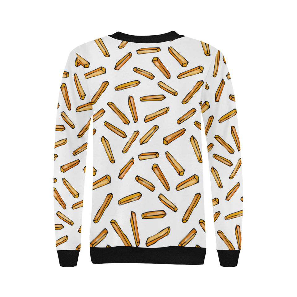 French fries potato pattern Women's Crew Neck Sweatshirt
