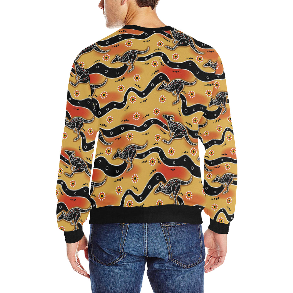 Kangaroo Australian aboriginal art pattern Men's Crew Neck Sweatshirt
