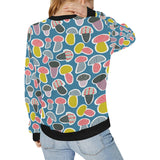 Colorful mushroom design pattern Women's Crew Neck Sweatshirt