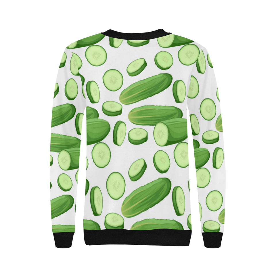 cucumber whole slices pattern Women's Crew Neck Sweatshirt