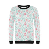 Clock time pattern blackground Women's Crew Neck Sweatshirt