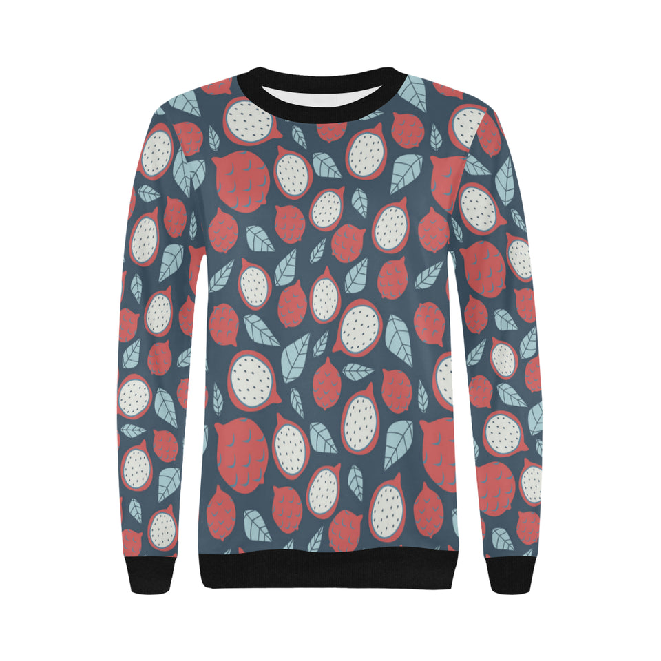 dragon fruits dark blue background Women's Crew Neck Sweatshirt