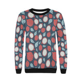 dragon fruits dark blue background Women's Crew Neck Sweatshirt